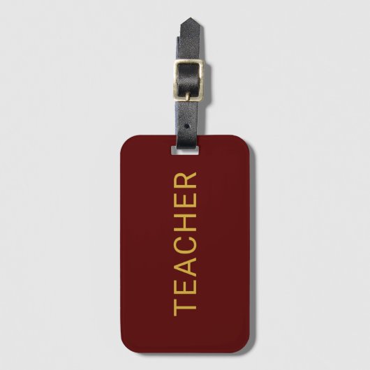 Personalized Teacher Text Statement Maroon ラゲッジタグ (正面縦)