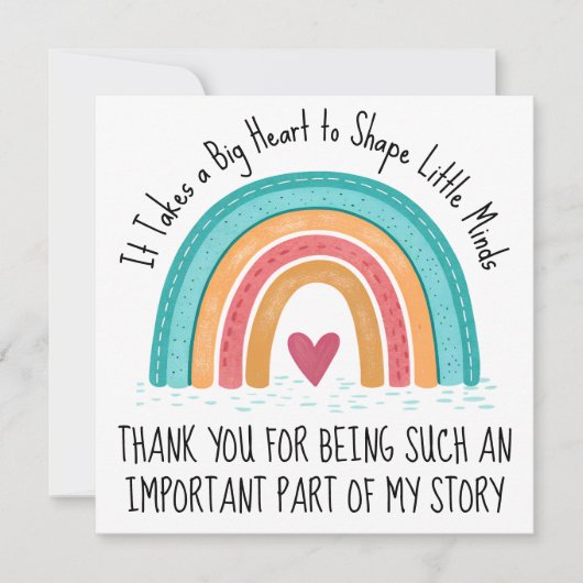 Personalized Teacher Thank You Card Rainbow Design シーズンカード (正面)