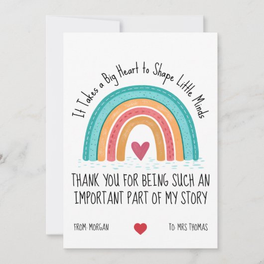 Personalized Teacher Thank You Card – Rainbow Quot シーズンカード (正面)