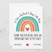 Personalized Teacher Thank You Card – Rainbow Quot シーズンカード (正面/裏面)