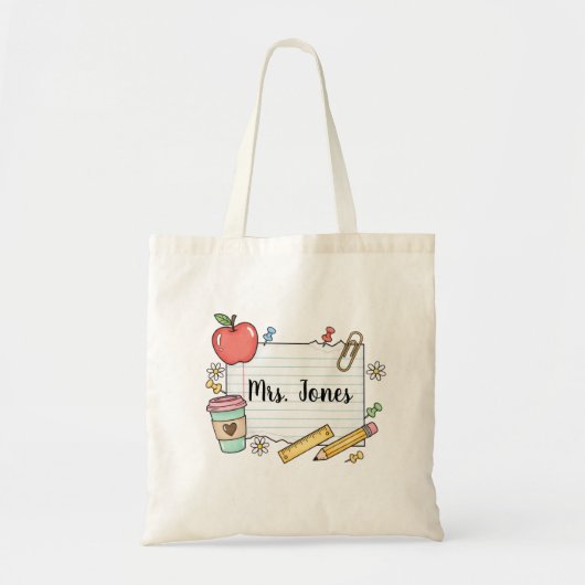 Personalized teacher Tote bag, Custom Teacher  トートバッグ (正面)