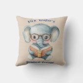 Personalized Teacher Watercolor Elephant Reading クッション (裏面)