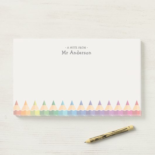 Personalized Teacher's Name Colorful Pencils ポストイット (デスク)