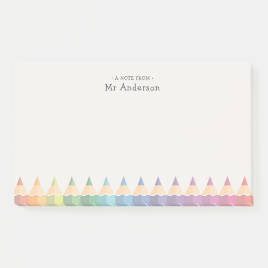 Personalized Teacher's Name Colorful Pencils ポストイット (正面)