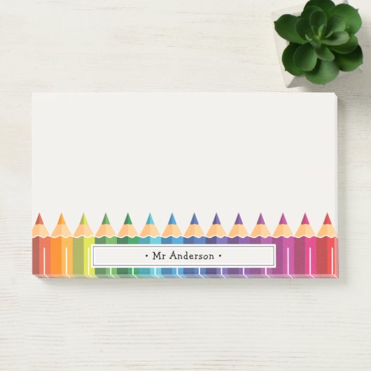 Personalized Teacher's Name Colorful Pencils ポストイット (オフィス)
