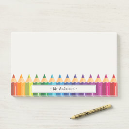Personalized Teacher's Name Colorful Pencils ポストイット