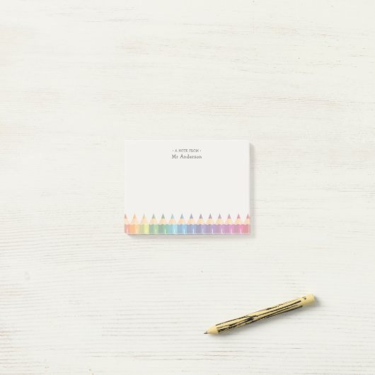 Personalized Teacher's Name Colorful Pencils ポストイット (デスク上)