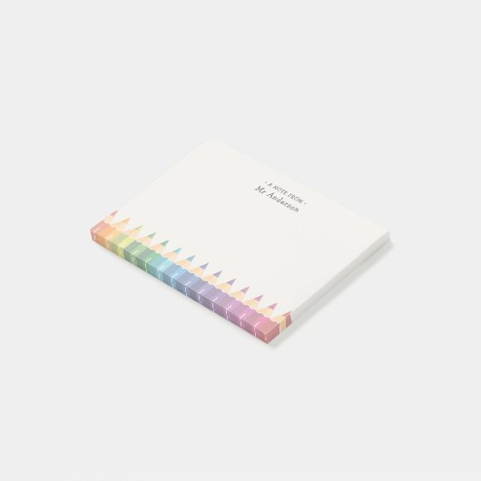 Personalized Teacher's Name Colorful Pencils ポストイット (アングル)