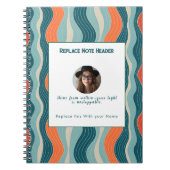 Personalized Teal and Orange Wave Patterned  ノートブック (正面)