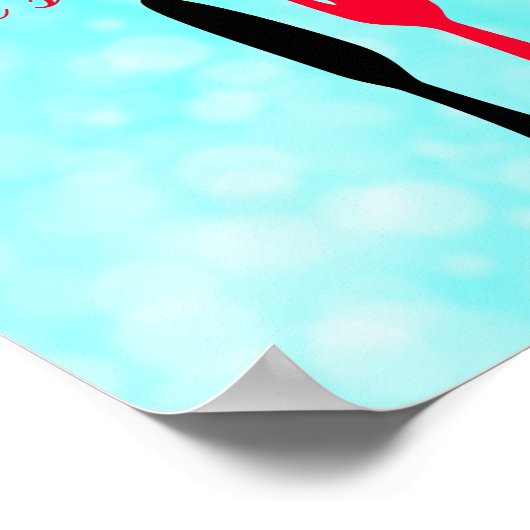 Personalized Teal  Black Red Eat Sign for Kitchen ポスター (角)