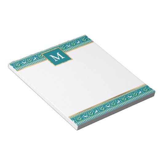 Personalized Teal Christmas Fair Isle ノートパッド (アングル)