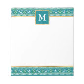 Personalized Teal Christmas Fair Isle ノートパッド (正面)