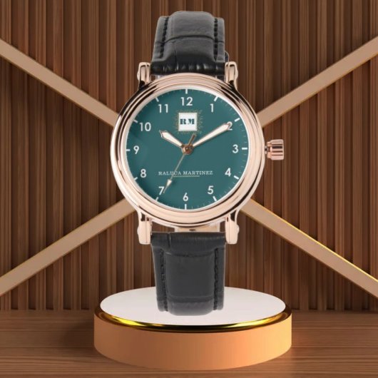 Personalized Teal Minimal custom name green 腕時計