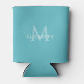 Personalized Teal Monogram Feminine Elegant 缶クーラー (正面)