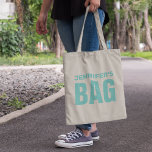 Personalized Teal Name トートバッグ<br><div class="desc">Custom tote bag featuring a name for you to personalize in teal and the word "BAG" in a bold font.</div>