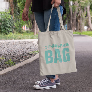 Personalized Teal Name トートバッグ