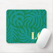 Personalized Teal Palm Leaf Pattern Mouse Pad マウスパッド (マウス)