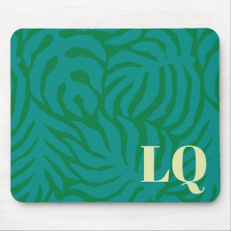 Personalized Teal Palm Leaf Pattern Mouse Pad マウスパッド