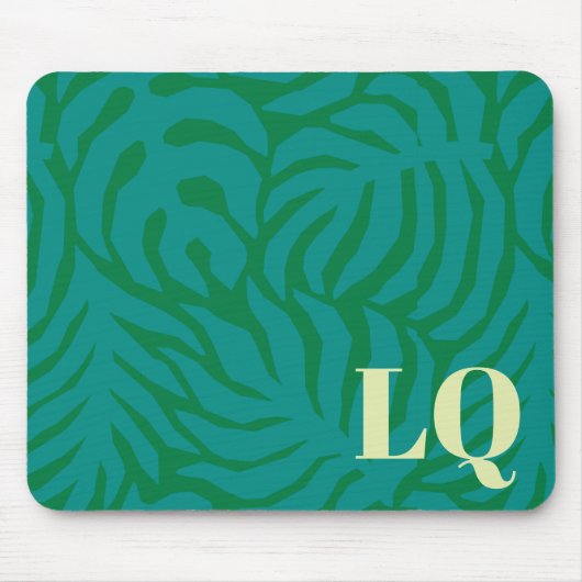 Personalized Teal Palm Leaf Pattern Mouse Pad マウスパッド (正面)