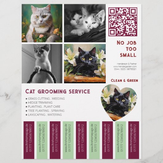 Personalized Tear Off Flyer Cat QR code  チラシ (正面)