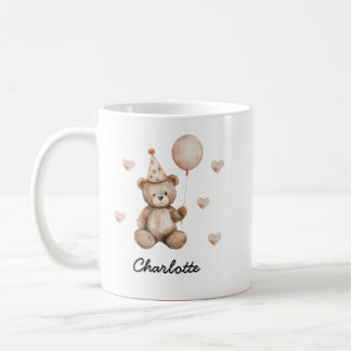 Personalized Teddy Bear Birthday Baby Mug  コーヒーマグカップ