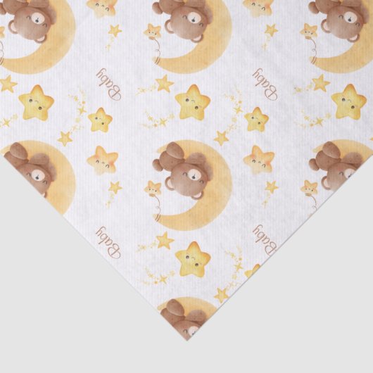 Personalized Teddy Bear Moon Baby Shower 薄葉紙 (詳細)