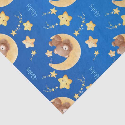 Personalized Teddy Bear Moon Baby Shower 薄葉紙 (詳細)