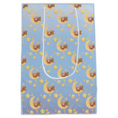 Personalized Teddy Bear Moon Soft Blue Baby Shower ミディアムペーパーバッグ (裏面)