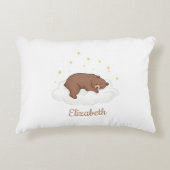 Personalized Teddy Bear Pillow Cover - White アクセントクッション (正面)