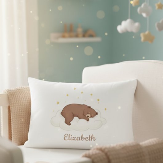 Personalized Teddy Bear Pillow Cover - White アクセントクッション
