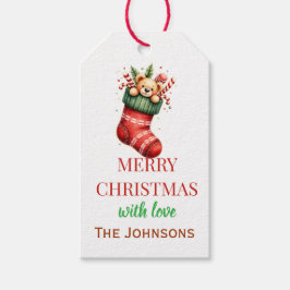 Personalized Teddy Bear & Stocking Christmas Gift ギフトタグ