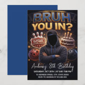 Personalized Teen Bowling birthday 招待状 (正面/裏面)