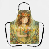 Personalized template retro painting artwork Alice エプロン (正面)