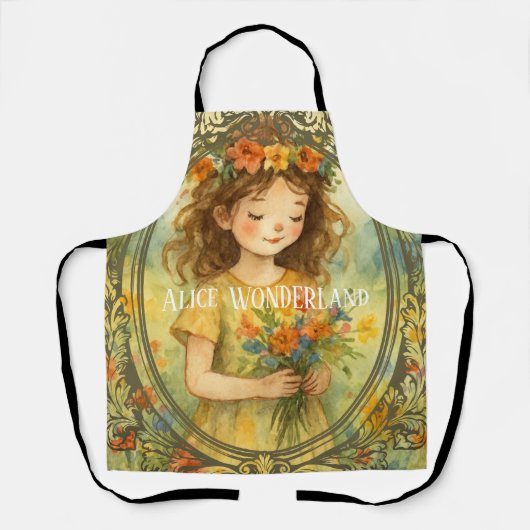 Personalized template retro painting artwork Alice エプロン (正面)