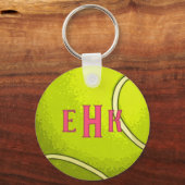 Personalized Tennis Ball Keychain with Initials キーホルダー (正面)