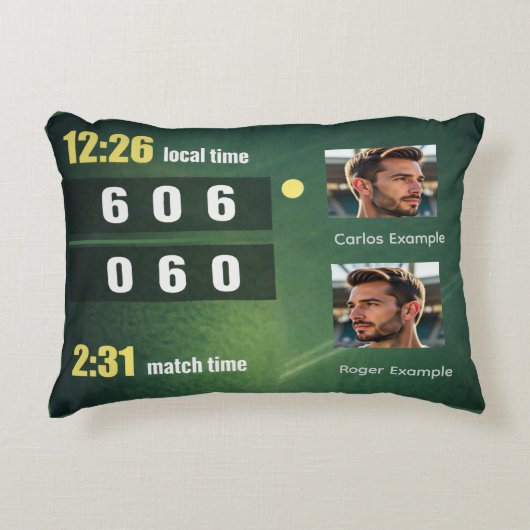 Personalized Tennis Match Scoreboard アクセントクッション (正面)