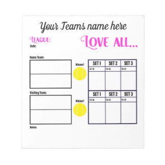 Personalized Tennis Team Scoresheets ノートパッド