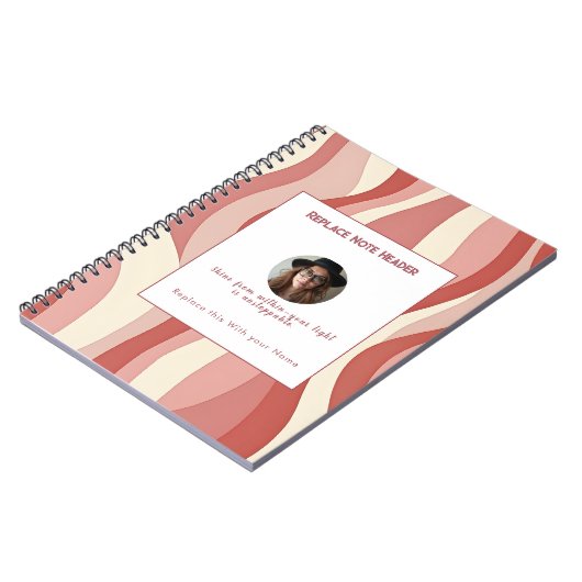 Personalized Terra Cota and Cream Wave Patterned  ノートブック (左側)