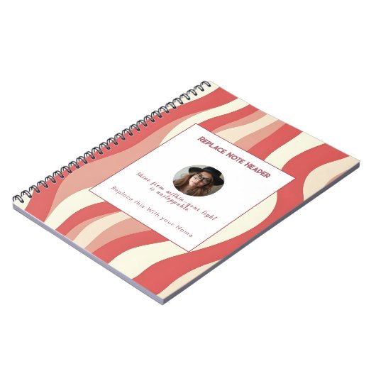 Personalized Terra Cota and Cream Wave Patterned  ノートブック (左側)