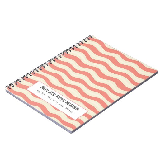 Personalized Terra Cotta and Cream Wave Patterned  ノートブック (左側)