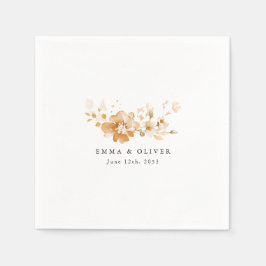 Personalized Terracotta Floral Elegant Wedding スタンダードカクテルナプキン