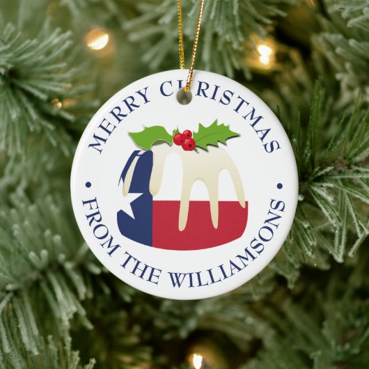 Personalized TEXAS FLAG CHRISTMAS PUDDING Gift セラミックオーナメント (ツリー)