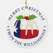 Personalized TEXAS FLAG CHRISTMAS PUDDING Gift セラミックオーナメント (裏面)
