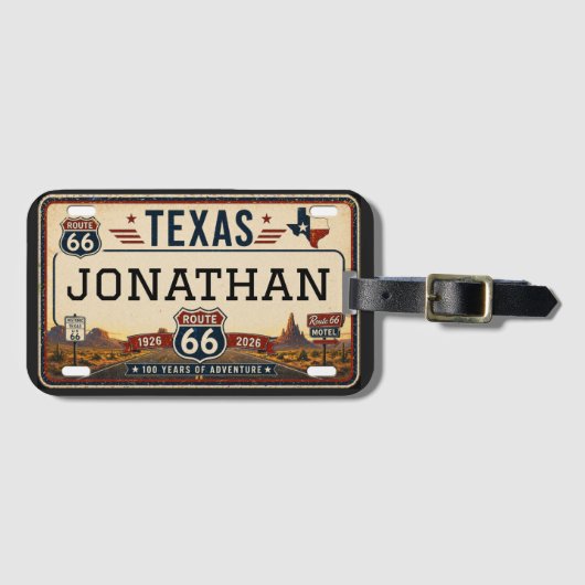 Personalized Texas Route 66 Design ラゲッジタグ (正面横)
