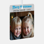 Personalized Text 2 Photo Green Retro Typography メタルオーナメント (正面右)