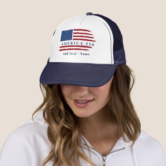 Personalized Text America 250 Patriotic Flag キャップ (インサイチュ)