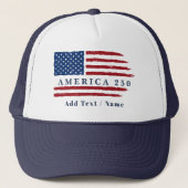 Personalized Text America 250 Patriotic Flag キャップ (正面)
