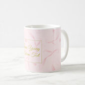 Personalized Text Pink Ribbon Pattern Design コーヒーマグカップ (正面右)