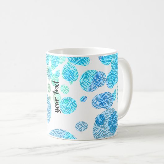 Personalized Textured Polka Dot コーヒーマグカップ (正面右)