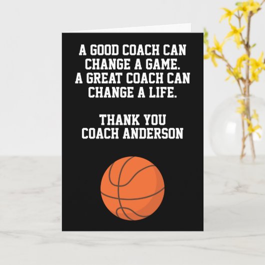 Personalized Thank You Basketball Coach From Team カード (黄色い花)
